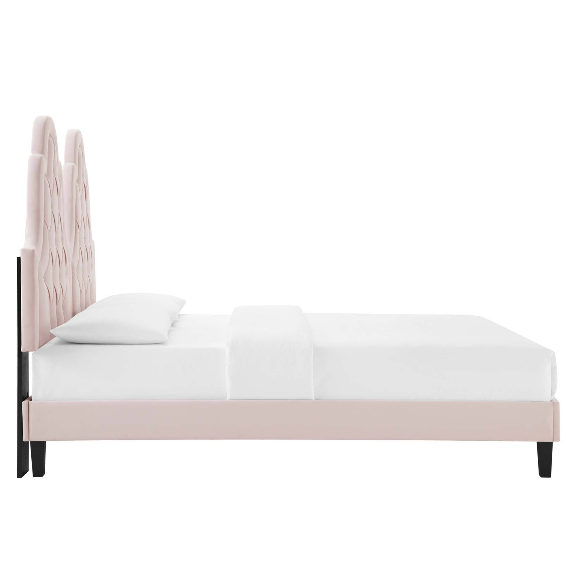 Alt View 4. Modway - Sofia Channel Tufted Performance Velvet Full Platform Bed - White.