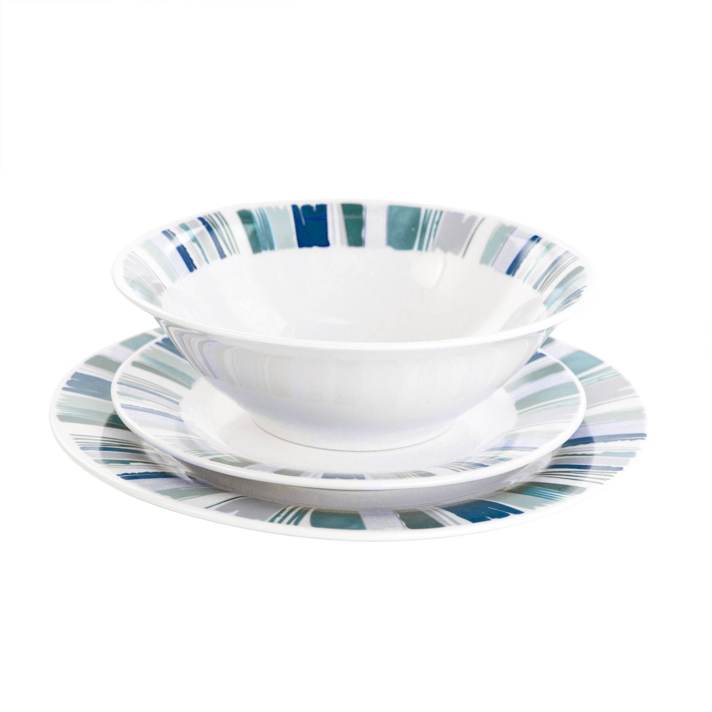 Alt View 1. Gibson - Gibson Home Orleans 12 Piece Round Ceramic Dinnerware Set in Blue - Blue Multi.