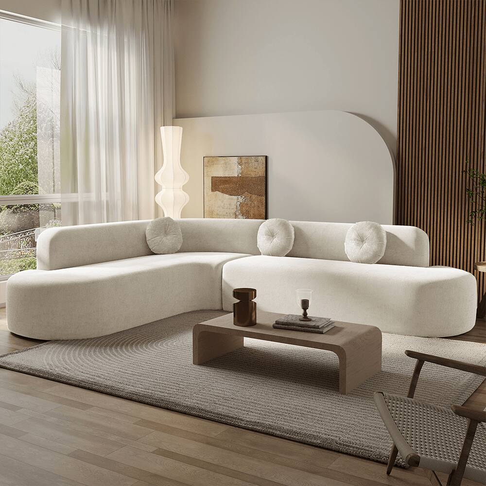 Angle. Trinkets Crazed - Modular Sectional Sofa Cloud Sectional Couch, 122" Comfy L Shaped Sofa For Living Room - White.