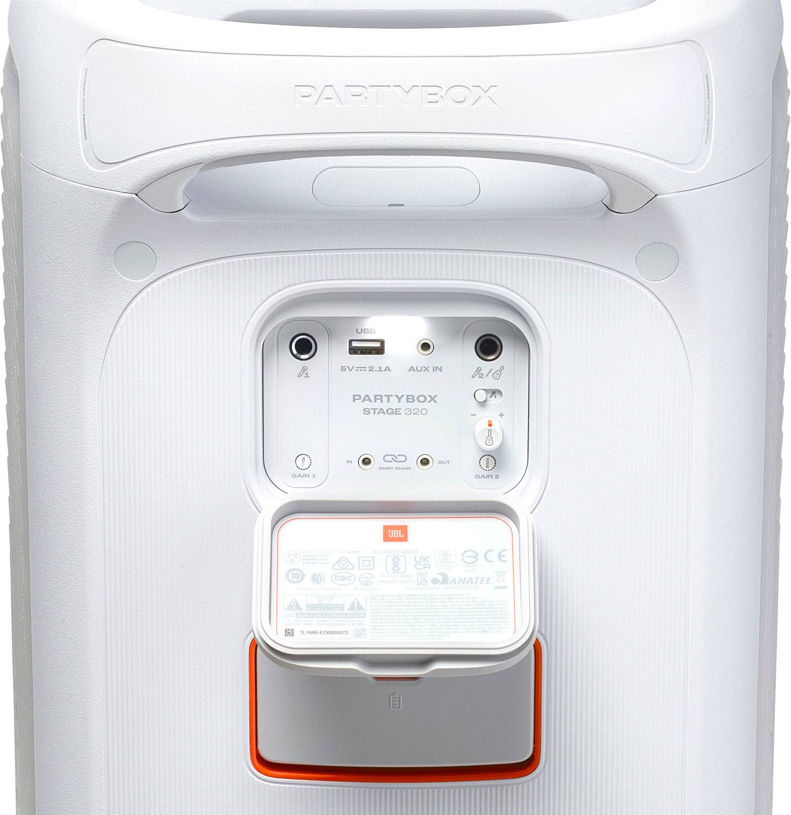 PARTYBOX STAGE 3200 is a portable speaker that can be used with a USB device. It has a built-in battery and can be charged with a USB cable. The device is designed for use with a variety of devices, including smartphones, tablets, and laptops. The PARTYBOX STAGE 3200 is a convenient and portable solution for those who want to enjoy music or other audio content on the go.