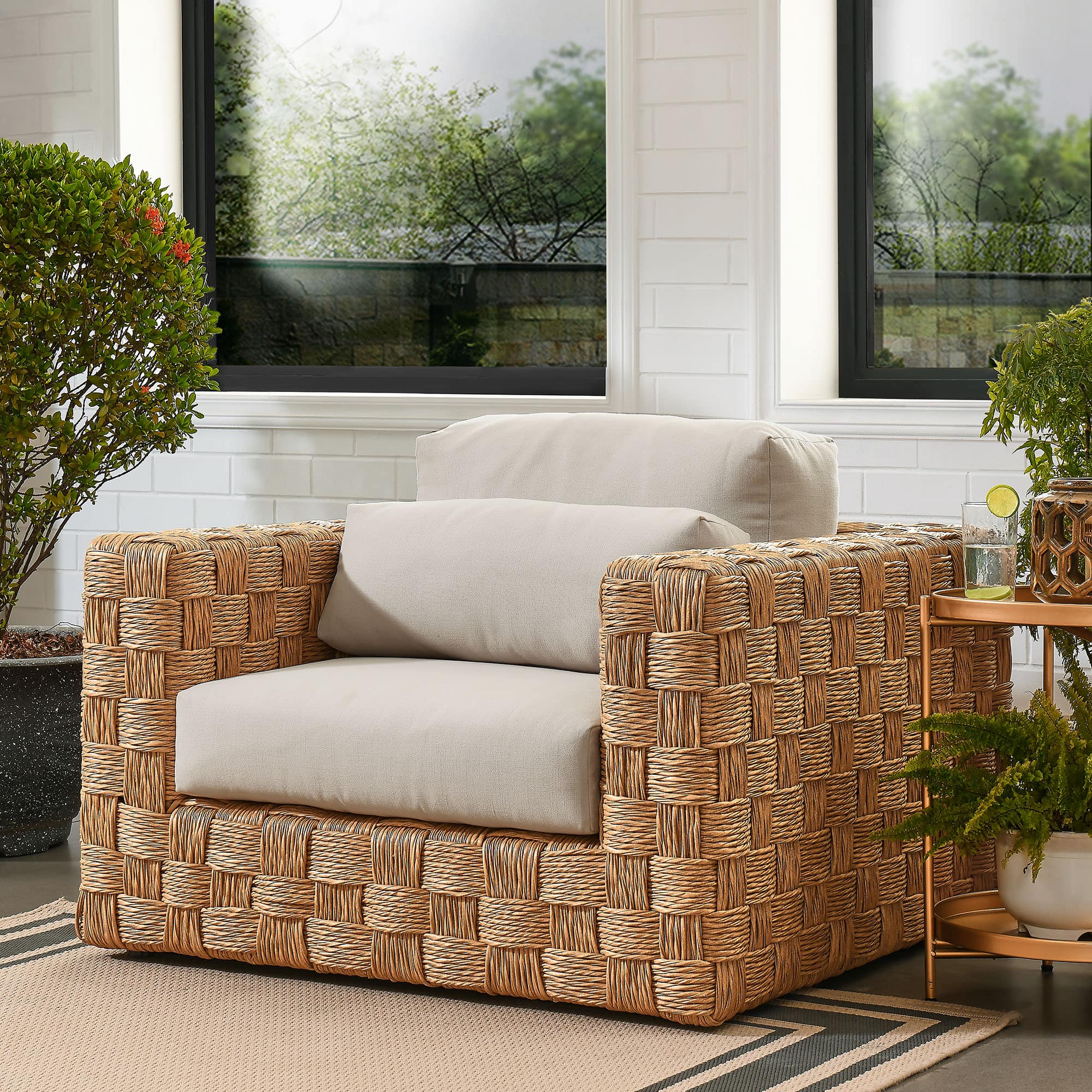 Thames Outdoor Patio Wicker Outdoor Patio Rattan Armchair by Modway - Natural Light Gray
