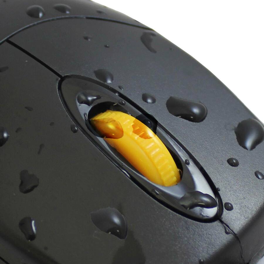 Alt View 5. Adesso - Adesso iMouse W3 Waterproof Antimicrobial Mouse with Magnetic Scroll Wheel - Optical - Cable - Black, Yellow - USB - 100 - Black,Yellow.