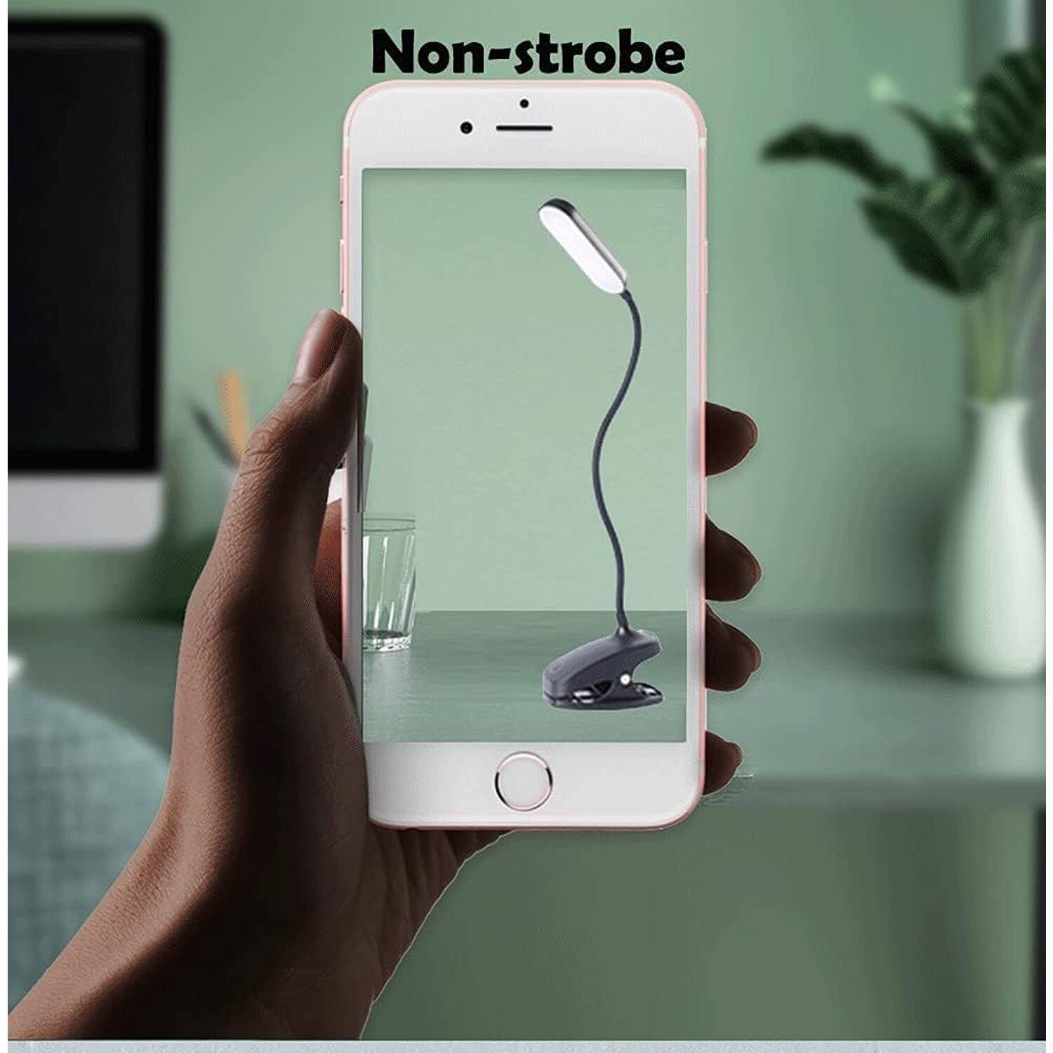 Alt View 1. PARKER SLATER - Rechargeable 7W clip-on desk lamp with 2600mAh battery, flexible gooseneck, and stepless brightness for desk, bed - Black.