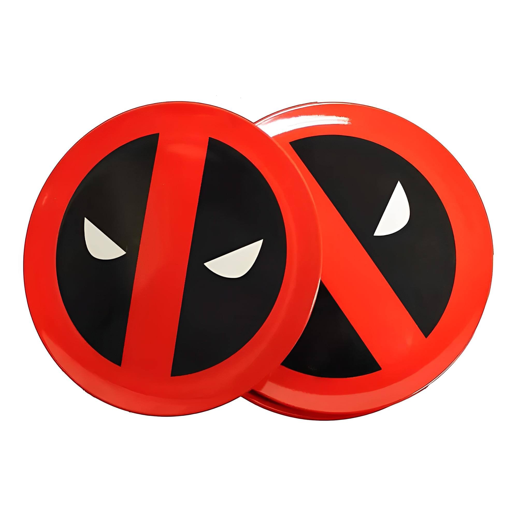 Front. Marvel - Marvel Dead Pool Round Plate 4-Piece Set - Red.