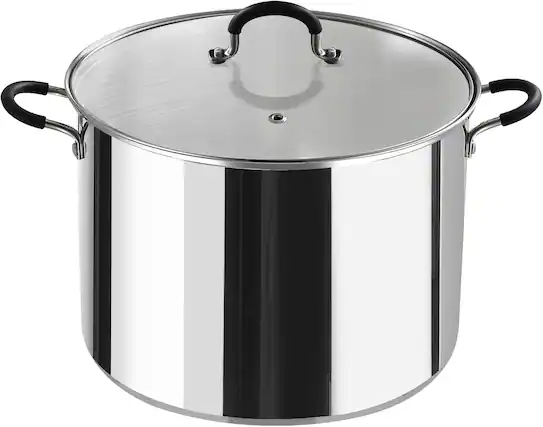 Front. Cook N Home - Professional 20qt S/S large Stock Pot with Lid with Stay-Cool Handles, for Pasta, Spaghetti, Induction Dishwasher Safe - STAINLESS STEEL.