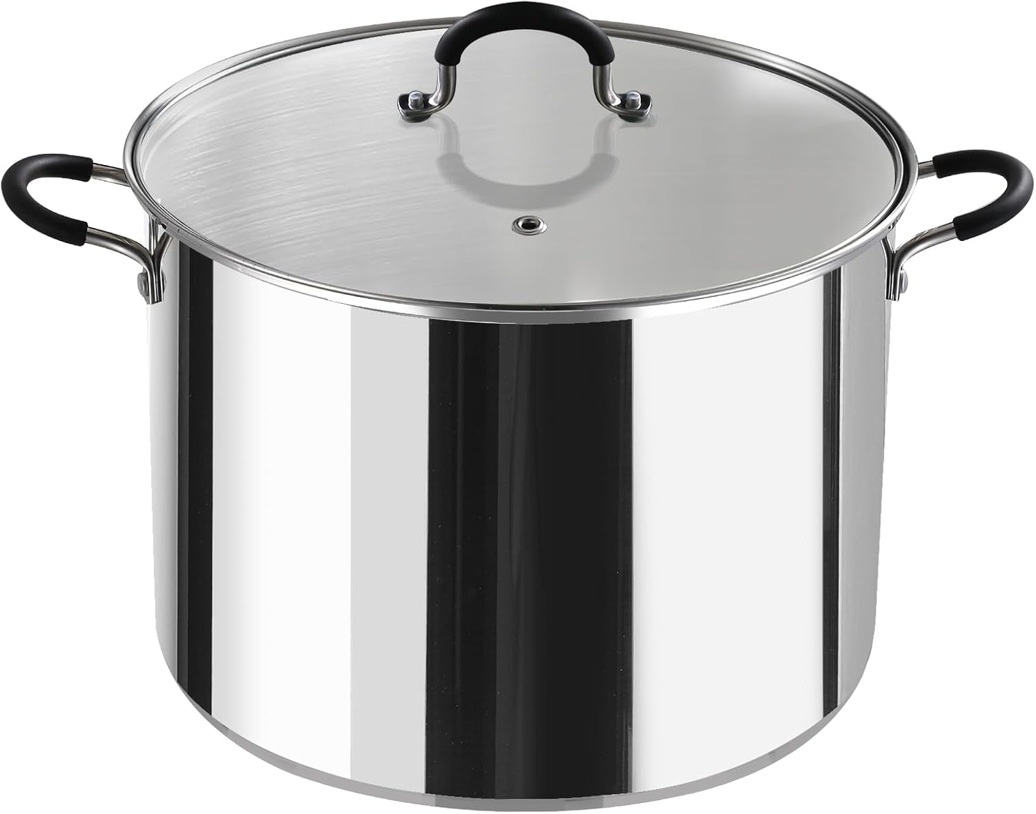 Front. Cook N Home - Professional 20qt S/S large Stock Pot with Lid with Stay-Cool Handles, for Pasta, Spaghetti, Induction Dishwasher Safe - STAINLESS STEEL.