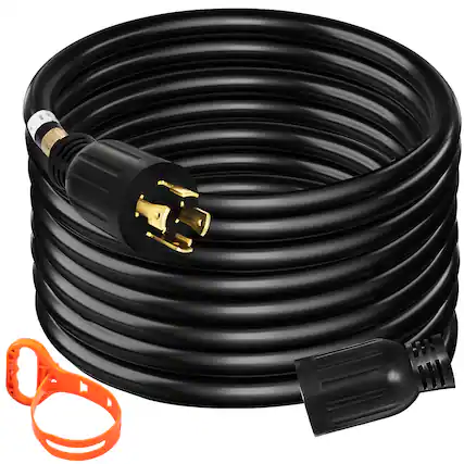 Front. VEVOR - 40Ft 30 Amp Generator Extension Cord 4 Wire 10 Gauge Generator Cord 125V 250V Generator Power Cord Twist Lock Connectors - Black, Yellow.