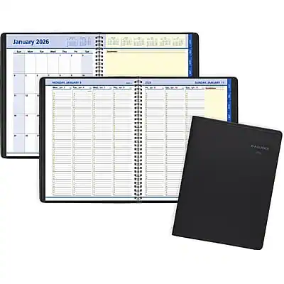 AT-A-GLANCE - 2026 QuickNotes 8.25" x 11" Weekly & Monthly Appointment Book, Faux Leather Cover - Black