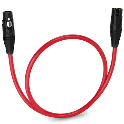 Front. Lyxpro - 1.5 ft Balanced XLR Cable, Male to Female, 3 Pin Microphone Cable - Red.
