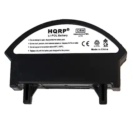 HQRP® CRH
180mAh/0.67W
LI-POL Battery
3.7V
Do not attempt to open, disassemble the battery pack.
Do not crush, puncture, short external contacts or dispose of in fire or water.
Do not expose to temperatures above 140°F (60°C).
Made in China
Replace only with the battery pack designed for this product.