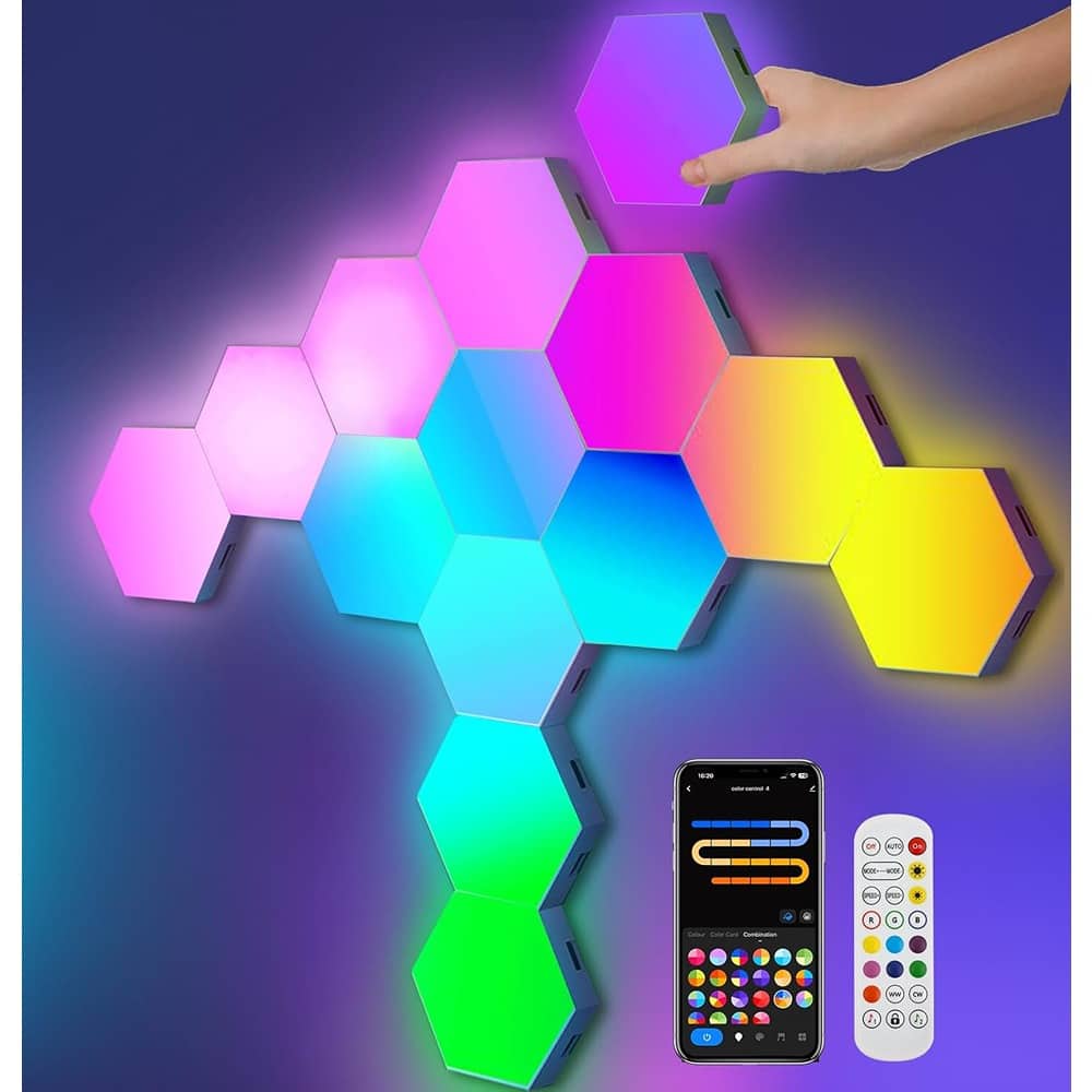 Schertz - Hexagon LED Wall Lights for Gaming Setup, Smart RGB Lights with APP Control & Music Sync, Modular Smart Home Room Decor