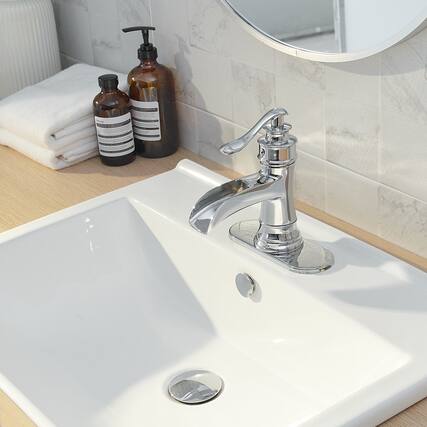 Front. Boyel Living - Waterfall Single Hole Single-Handle Low-Arc Bathroom Faucet With Pop-up Drain Assembly in Polished Chrome - Polished Chrome.