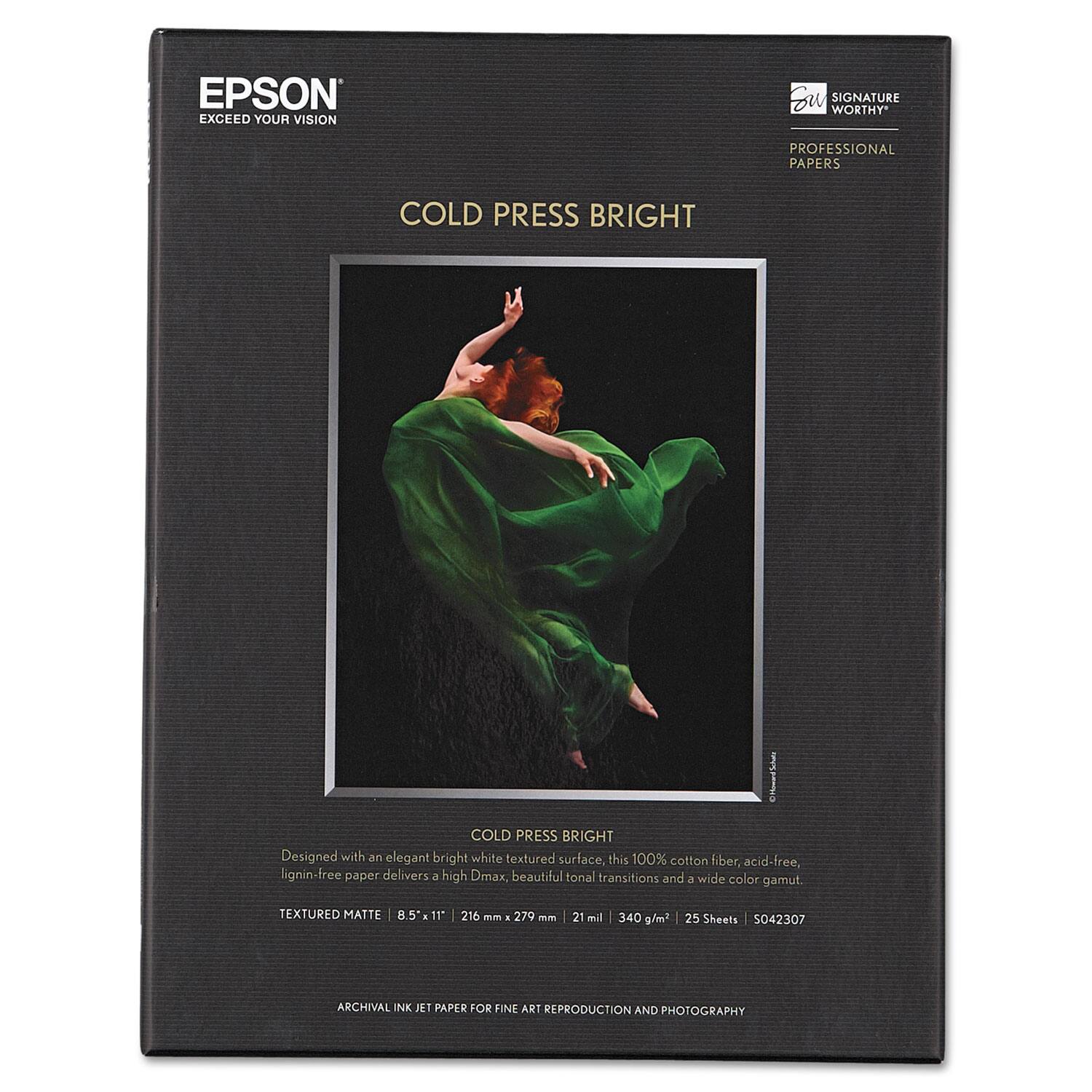 Epson - Cold Press Bright Fine Art Paper Letter Size Textured Matte White - Pack of 25
