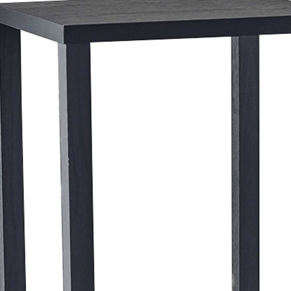 Alt View 2. Hivvago - Hivvago 35 Inch Solid Wood Square End Table With Two Shelves - Black.