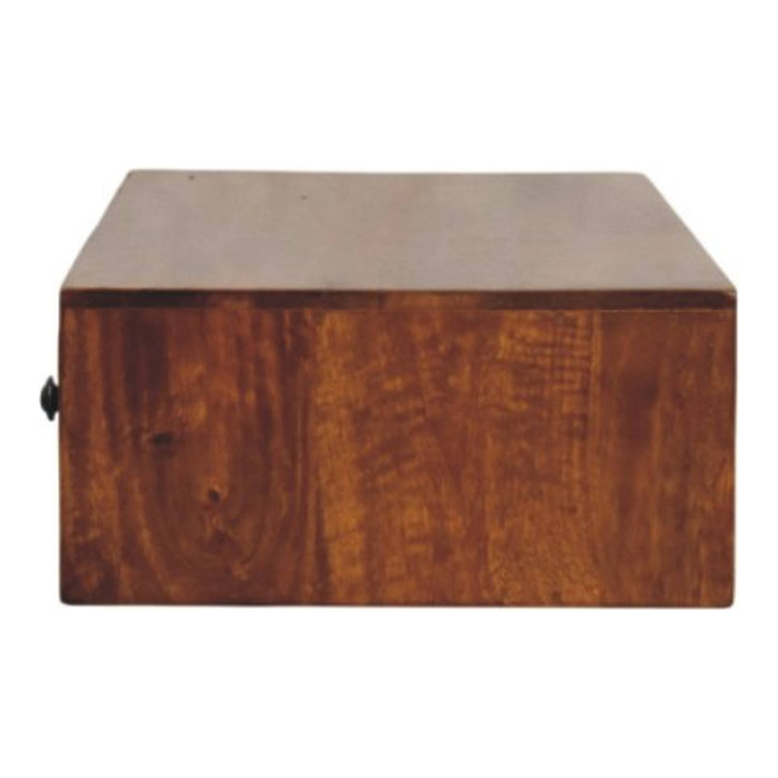 Alt View 5. Artisan Furniture - Artisan Furniture Solid Wood Lunar 2 Drawer Chestnut Wall Mounted Console, 2 Drawers, Dark Brown - Dark Brown.