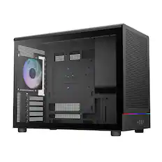 Front. GAMDIAS - ATHENA M4M mesh mATX PC Case: small form factor, 3 PWM fans, ATX PSU, fits 395mm GPU & 360mm radiators. - Black.