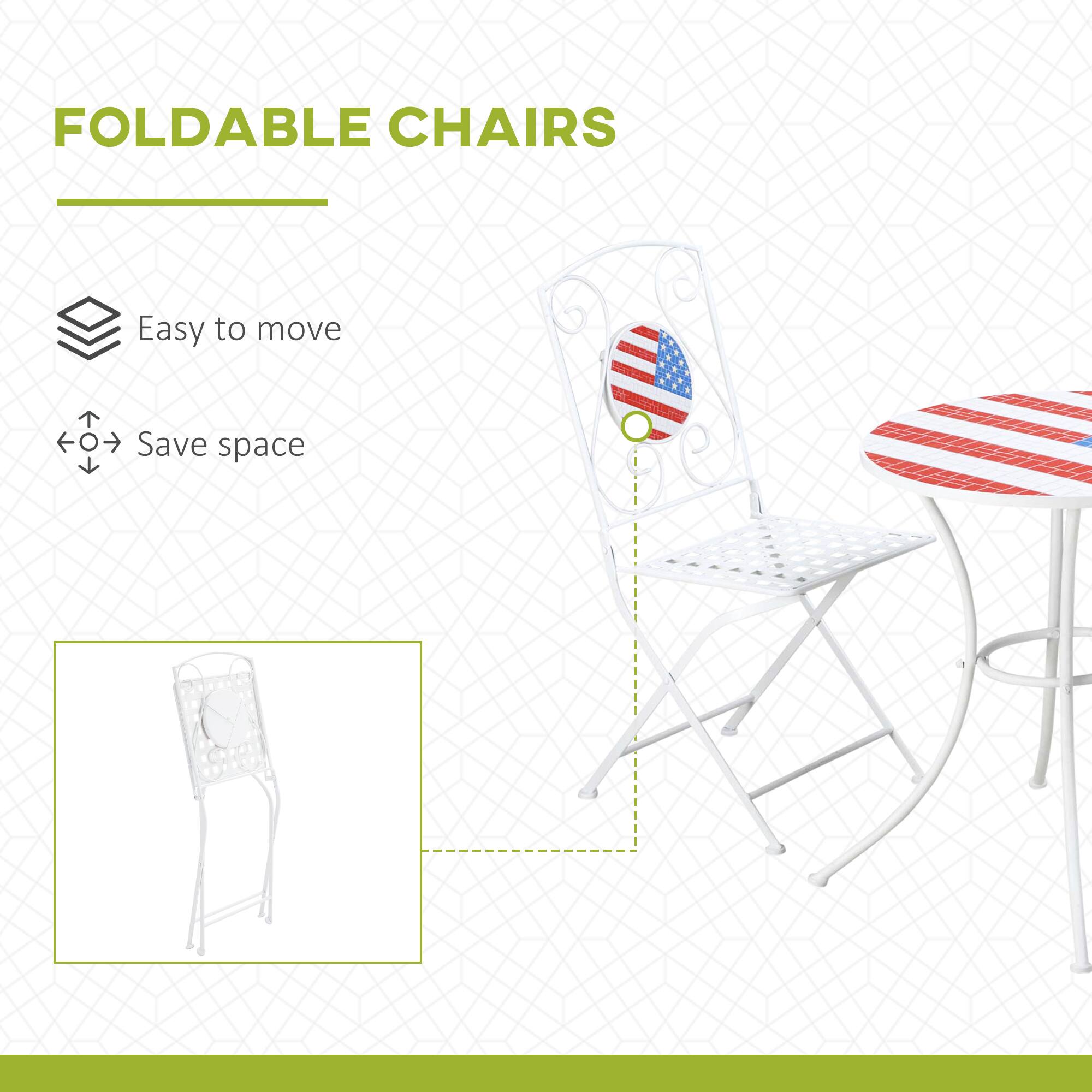 FOLDABLE CHAIRS

- Easy to move
- Save space