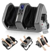 Costway - Foot & Calf Massager Electric Deep Kneading Waist Massager w/ Vibration & Heat - Grey - Front_Zoom