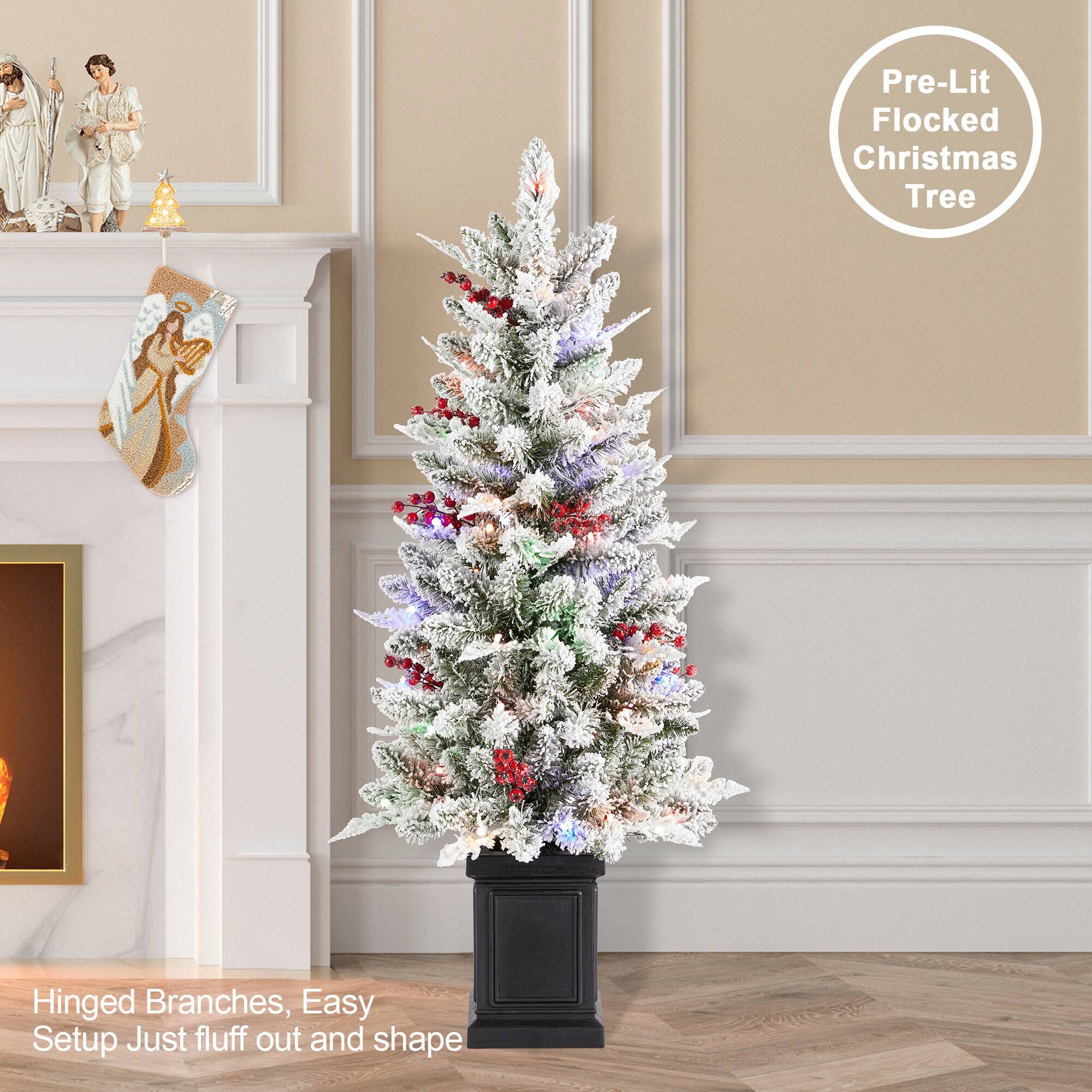 Pre-Lit Flocked Christmas Tree

Hinged Branches, Easy Setup Just fluff out and shape