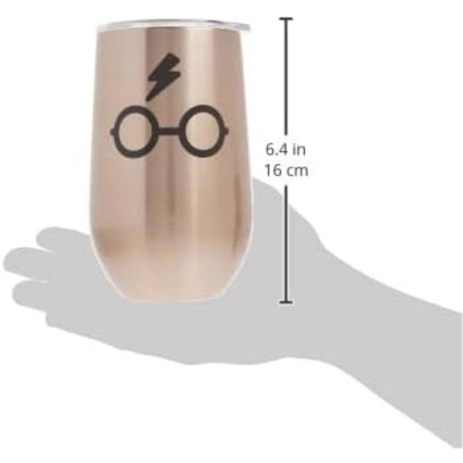 Alt View 2. Spoontiques - Harry Potter Glasses Gold Stainless Steel Double Wall Insulated Wine Tumbler Mug 16 ounce - Gold.