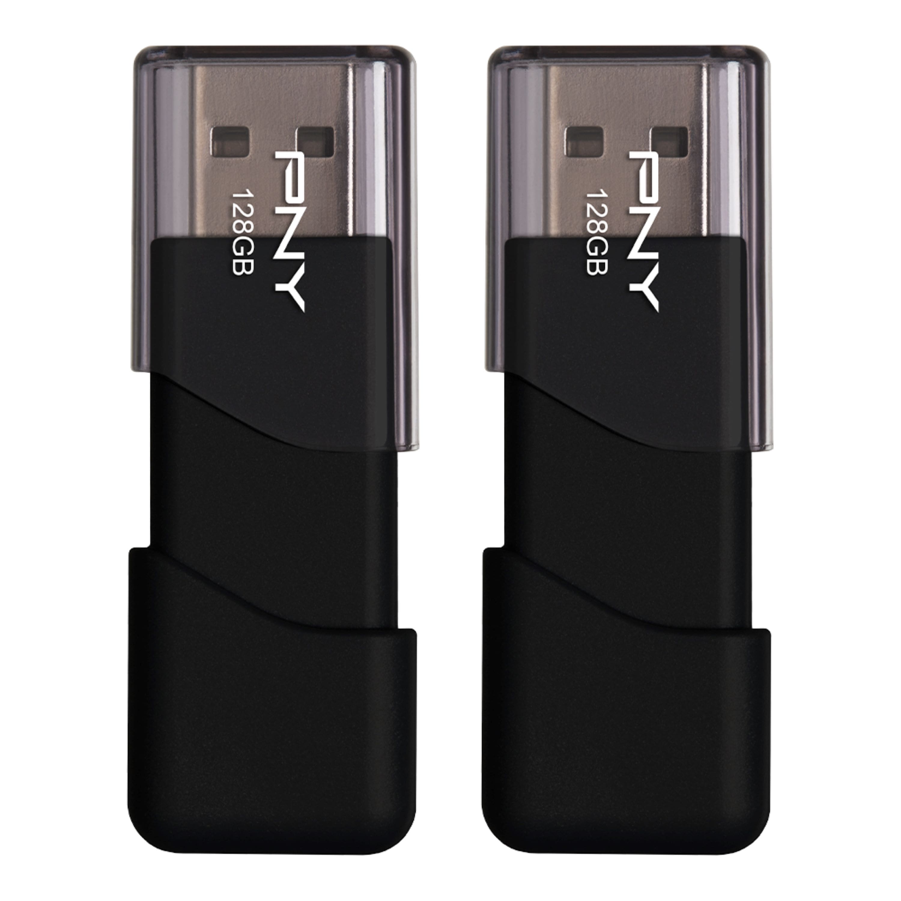 Front. PNY - Attaché 3 128GB USB 2.0 Flash Drive, 2-Pack - Black.