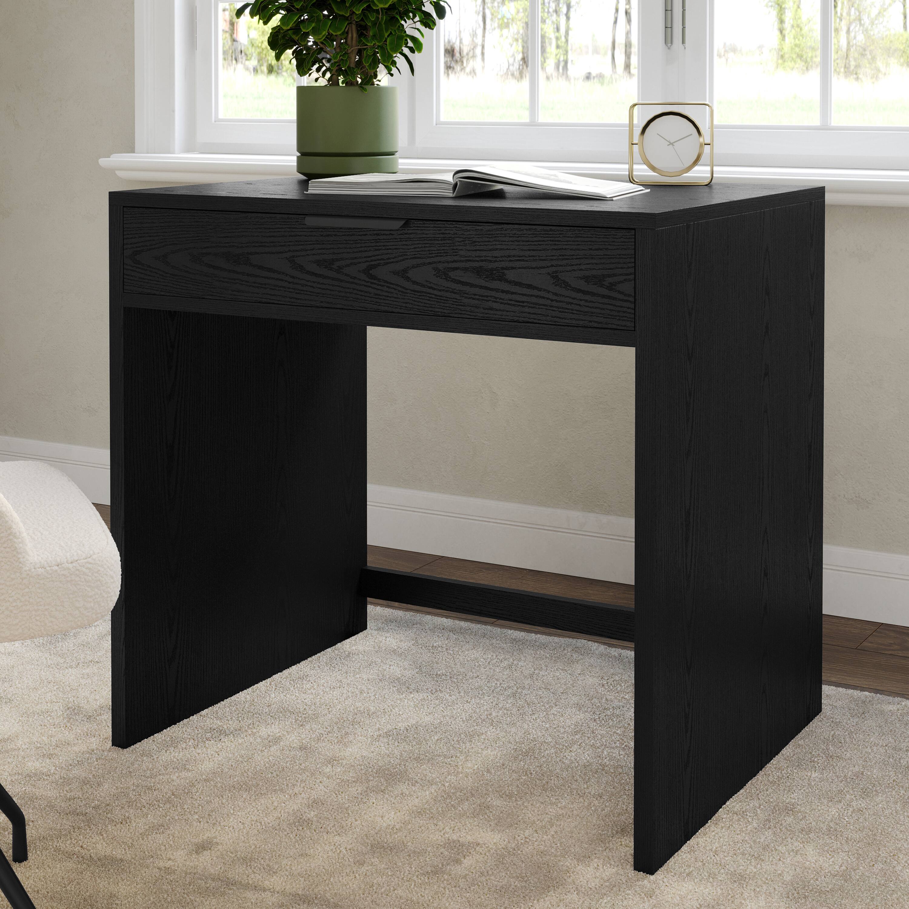 Alt View 1. Martha Stewart - Kayden Home Office Modular Desk with Drawer - Black Frame/Oil Rubbed Bronzed Hardware.