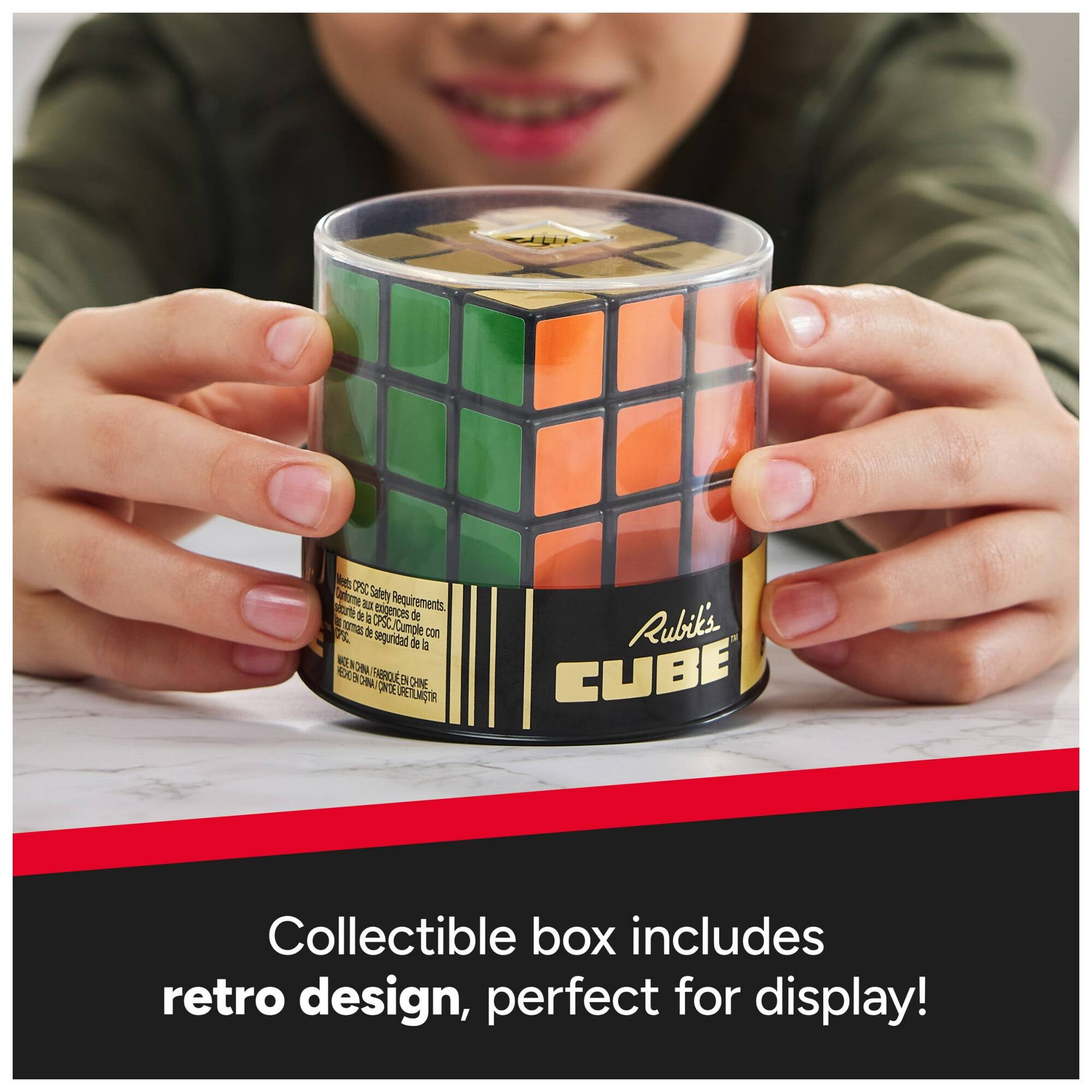 7SC a a Saber Requirements.  
2 N exugences d 2 OS. DL  
Cumple con seguridad le a WO ONL fUS ON FABRIQUEENONE  
CNTEURETM  
Rubik's CUBE  
Collectible box includes retro design, perfect for display!