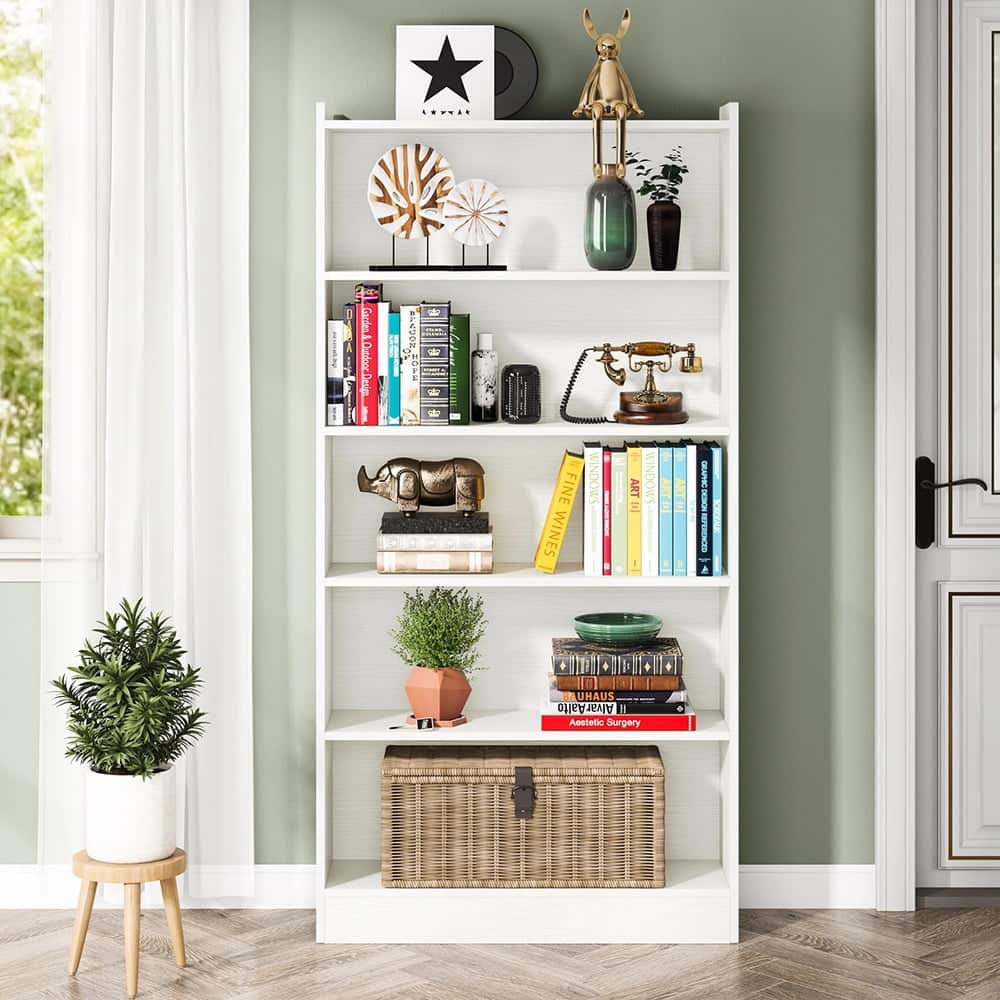 Kadyn - Book Storage Display Book Shelf,Wood Bookcase, 72" Tall Bookshelf with 6-Tier Open Storage Shelves - White