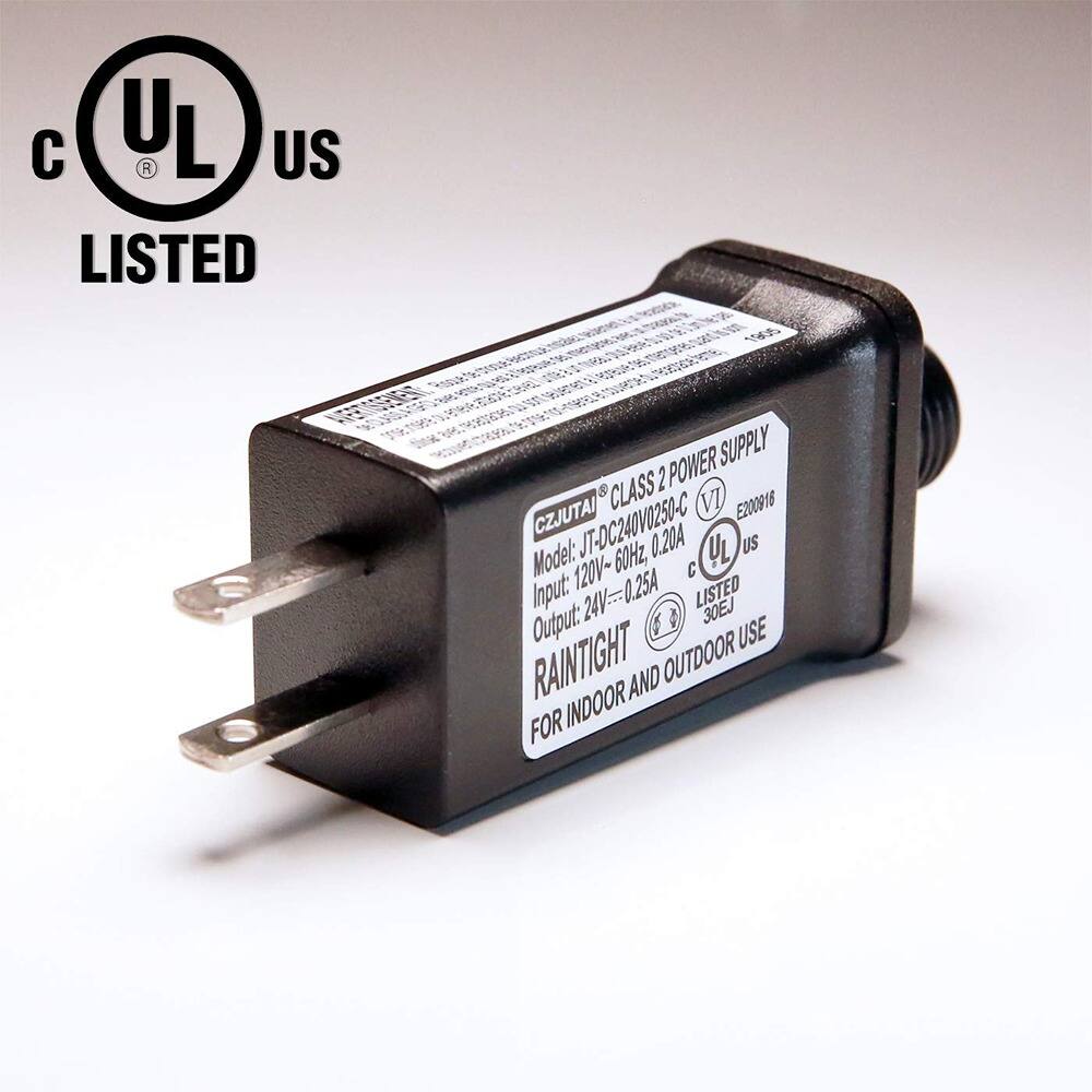 UL US LISTED

CLASS 2 POWER SUPPLY
Model: JT-DC24V0250-C
Input: 120V~60Hz, 0.25A
Output: 24V~0.25A
E200016
CZJUTAI

MAINTIGHT
FOR INDOOR AND OUTDOOR USE

UL LISTED
30EJ