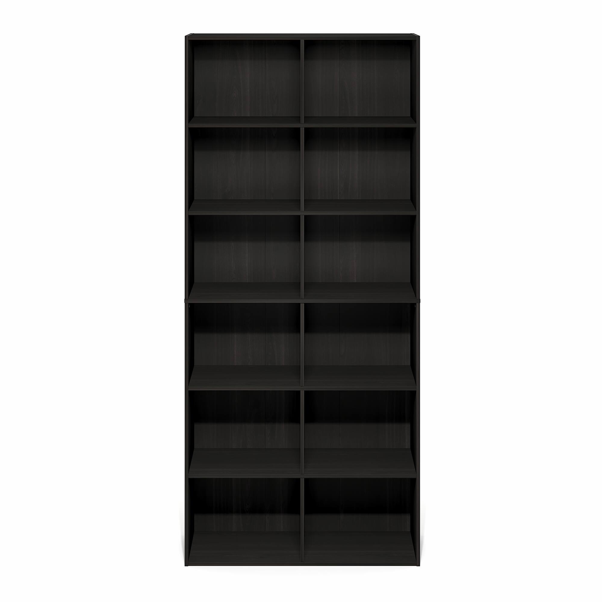 Alt View 6. Furinno - Basic 12-Cube Open Shelf Bookcase, Bookshelf, Storage Organizer, 12 x 32 x 71 - Espresso.