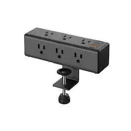 Cluzine - 9-Outlet Desk Clamp Power Strip with PD 20W USB-C Fast Charging & 3 USB-A Ports, Office Desktop Power Station - Black