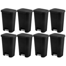 Sterilite - 11.9 Gal Rectangle Step On Trash Kitchen Wastebasket, (8 Pack) - Black