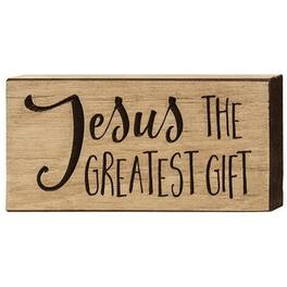 BreeBe - Jesus the Greatest Gift Engraved Block 3.5" x 8" - Brown