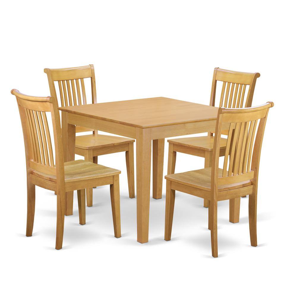 Back. East West Furniture - Dining Room Set Oak - Brown.