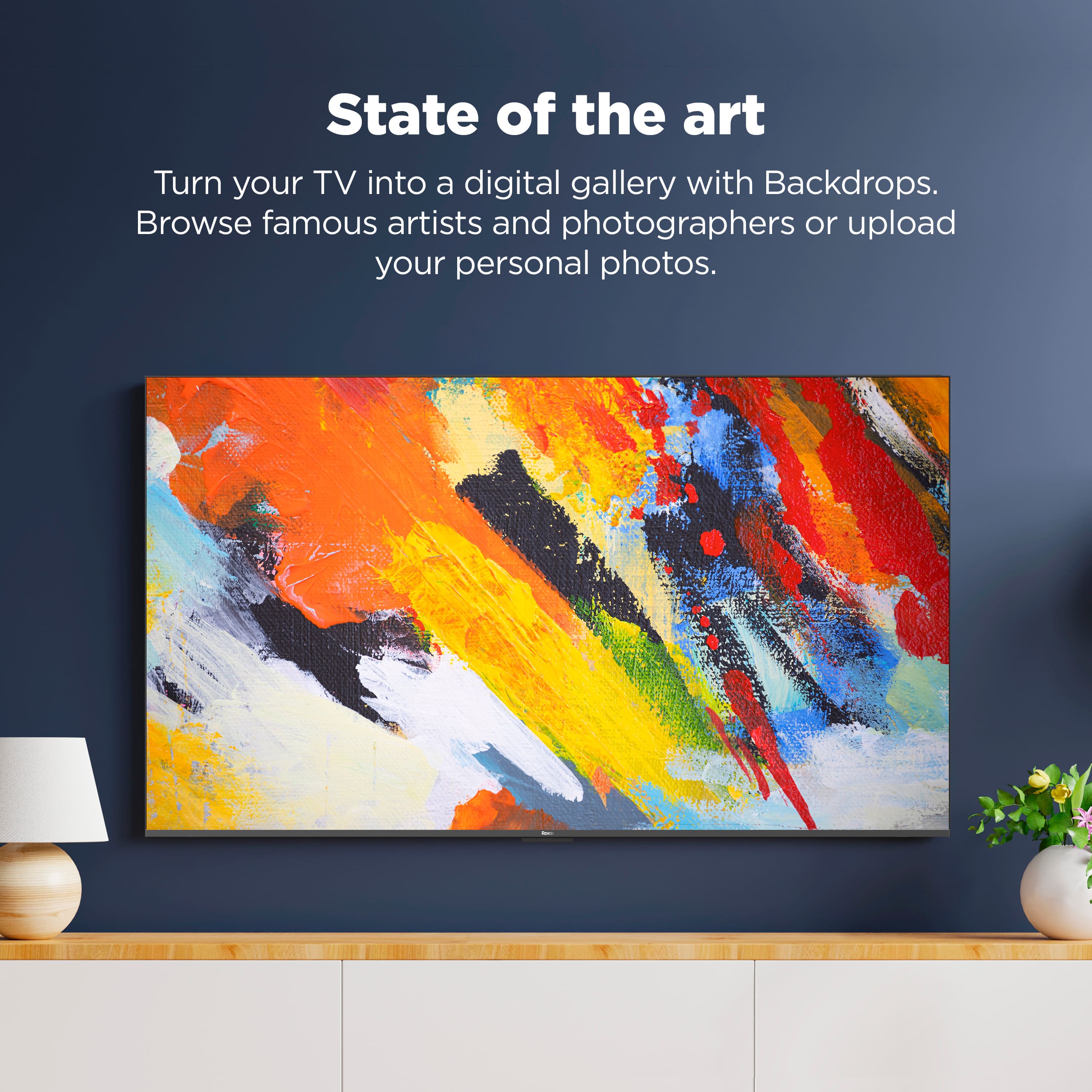 State of the art: Turn your TV into a digital gallery with Backdrops. Browse famous artists and photographers or upload your personal photos.