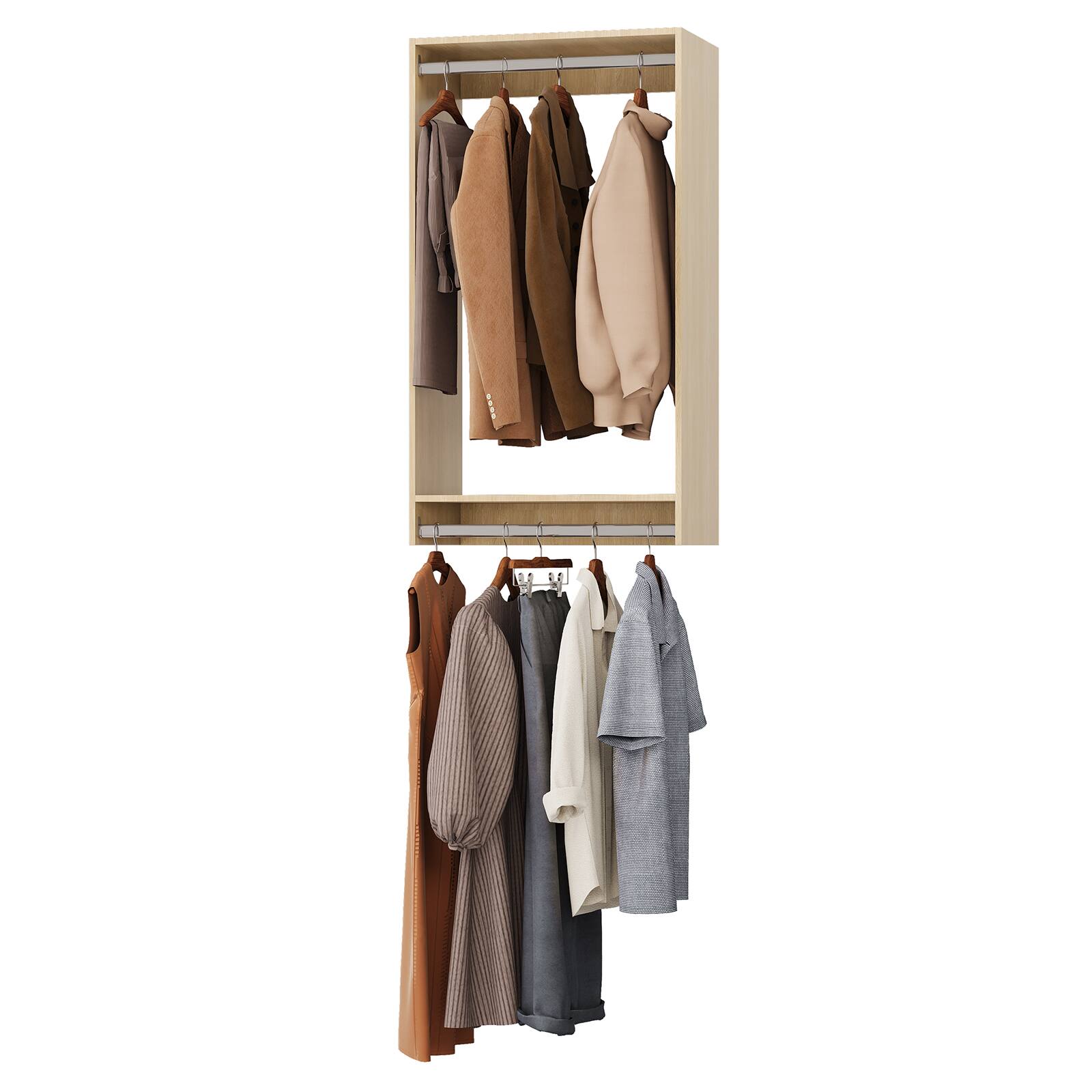 Roomtec - 22.5 in Wood Double Hanging Closet Unit-Customizable Wall Mounted Modular Closet System for Bedroom Closet - Wood