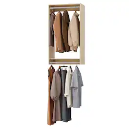 Roomtec - 31.5 in Wood Double Hanging Closet Unit-Customizable Wall Mounted Modular Closet System for Bedroom Closet - Wood