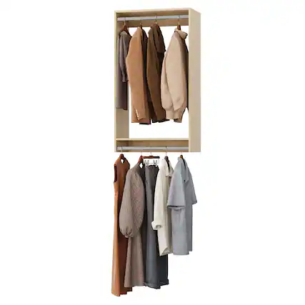 Front. Roomtec - Roomtec 31.5 in Wood Double Hanging Closet Unit-Customizable Wall Mounted Modular Closet System for Bedroom Closet - Wood.