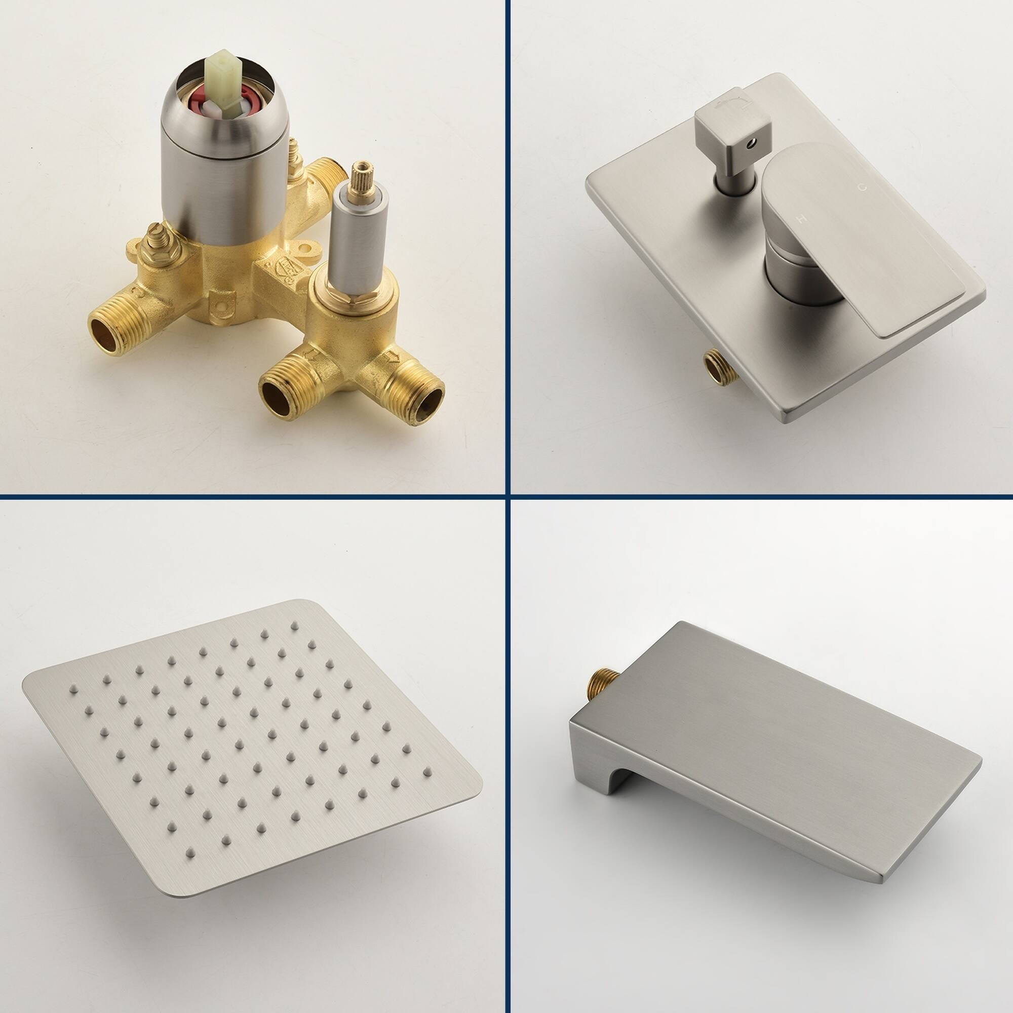 Alt View 8. Boyel Living - Brushed Nickel 10-Inch Rain Shower System Brass SUS304 2-Function Valve Waterfall Spout cUPC - Brushed Nickel.