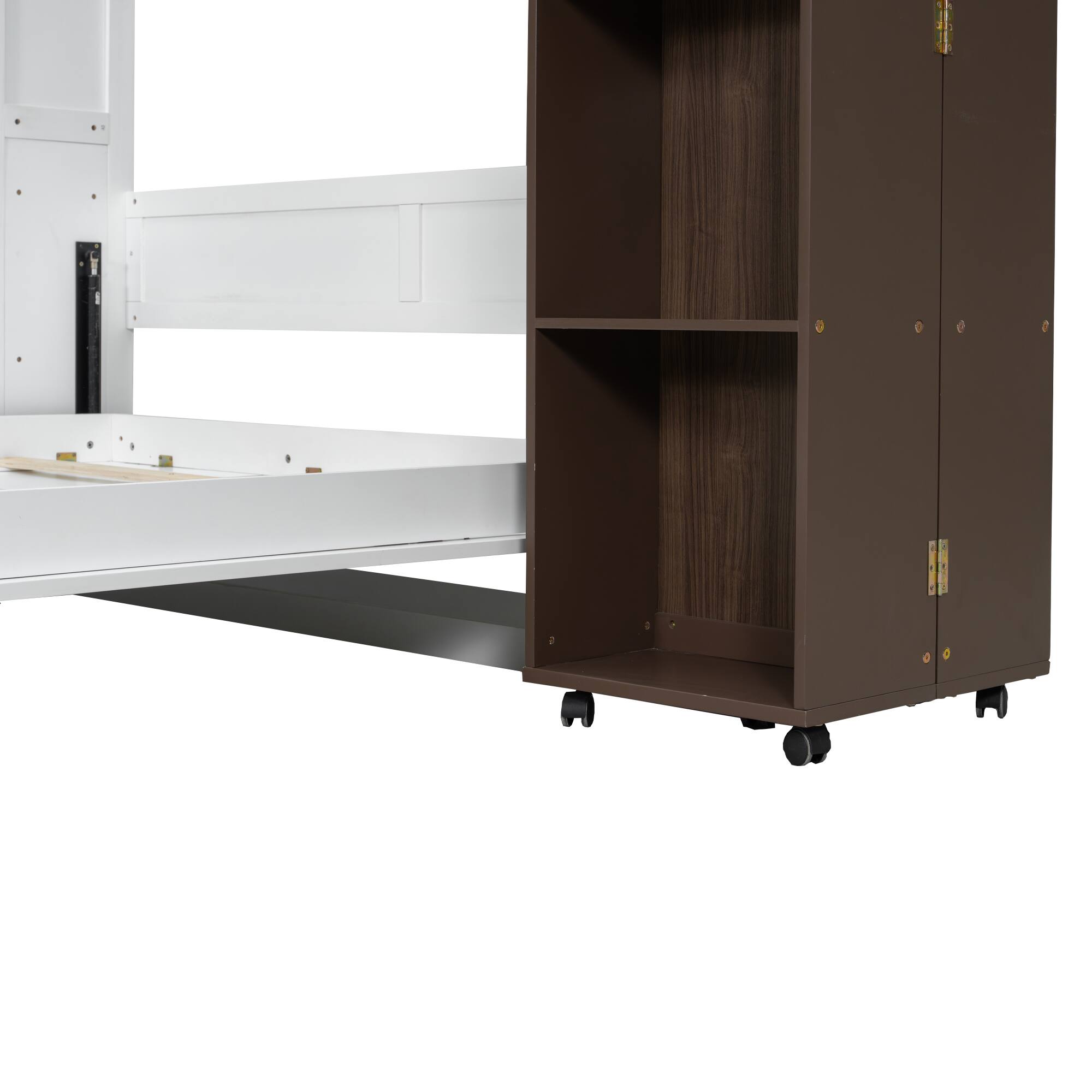Alt View 4. Anysun - Queen Murphy Bed Wall Bed with Storage Doors - Brown.