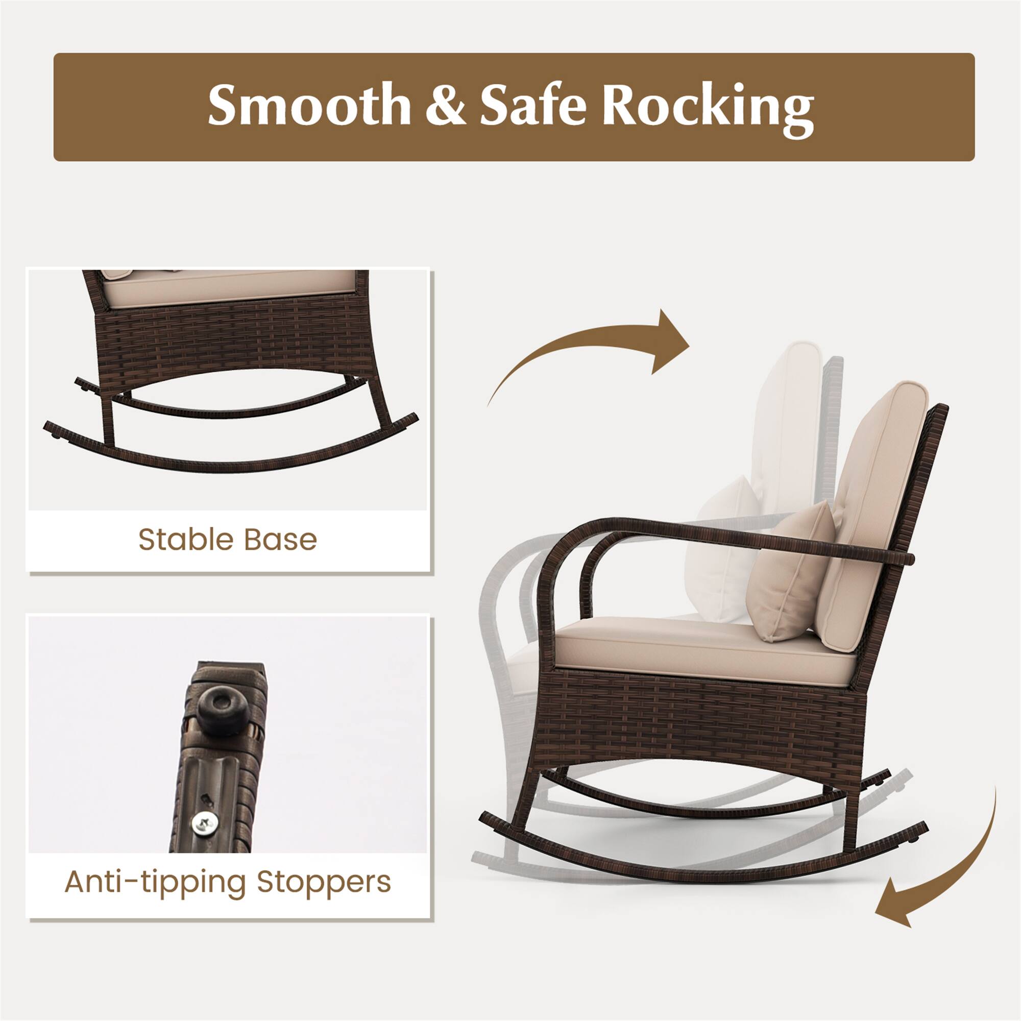 Smooth & Safe Rocking

Stable Base

Anti-tipping Stoppers