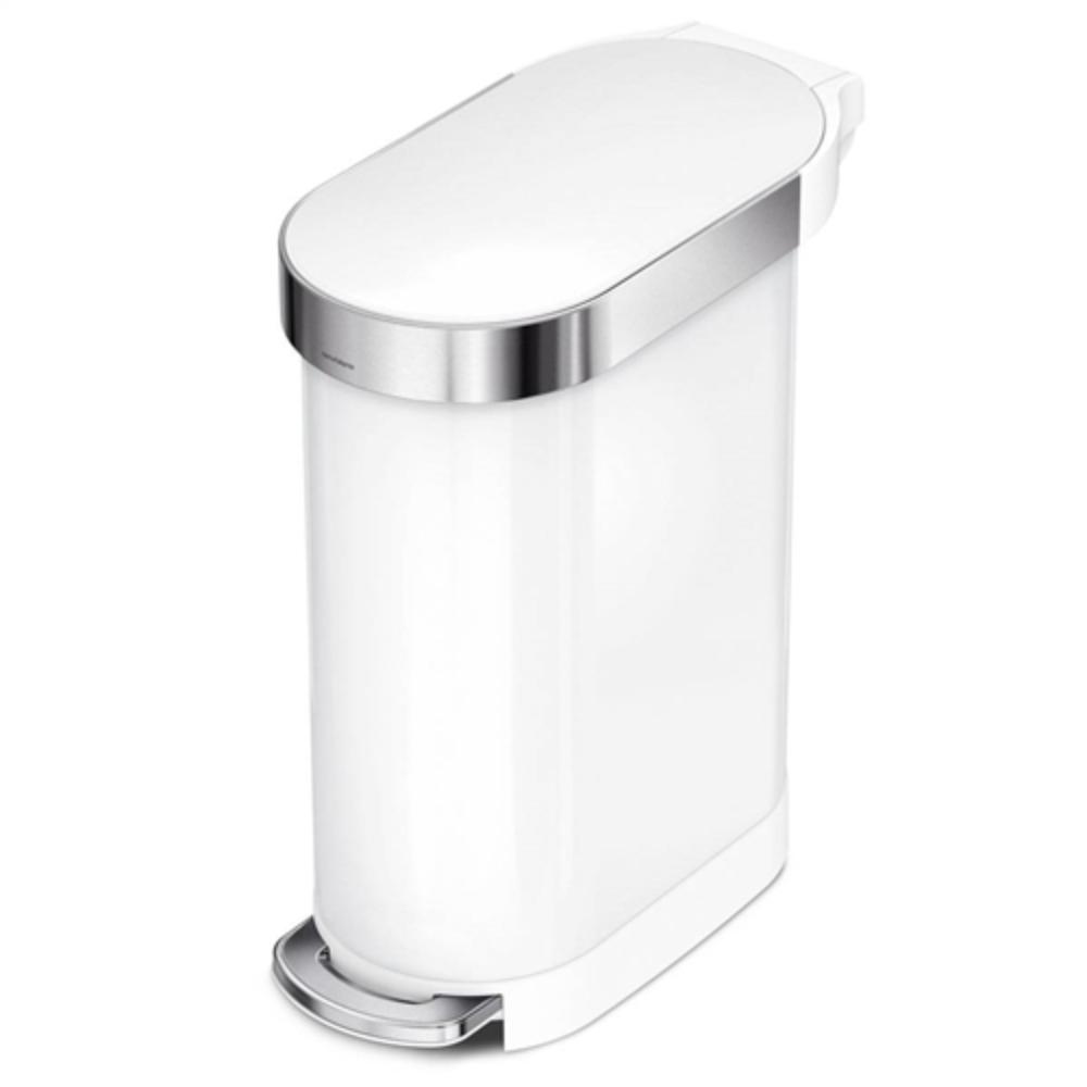 Front. Hivvago - White 12-Gallon Narrow Kitchen Trash Can with Easy Step-on Lid - White.