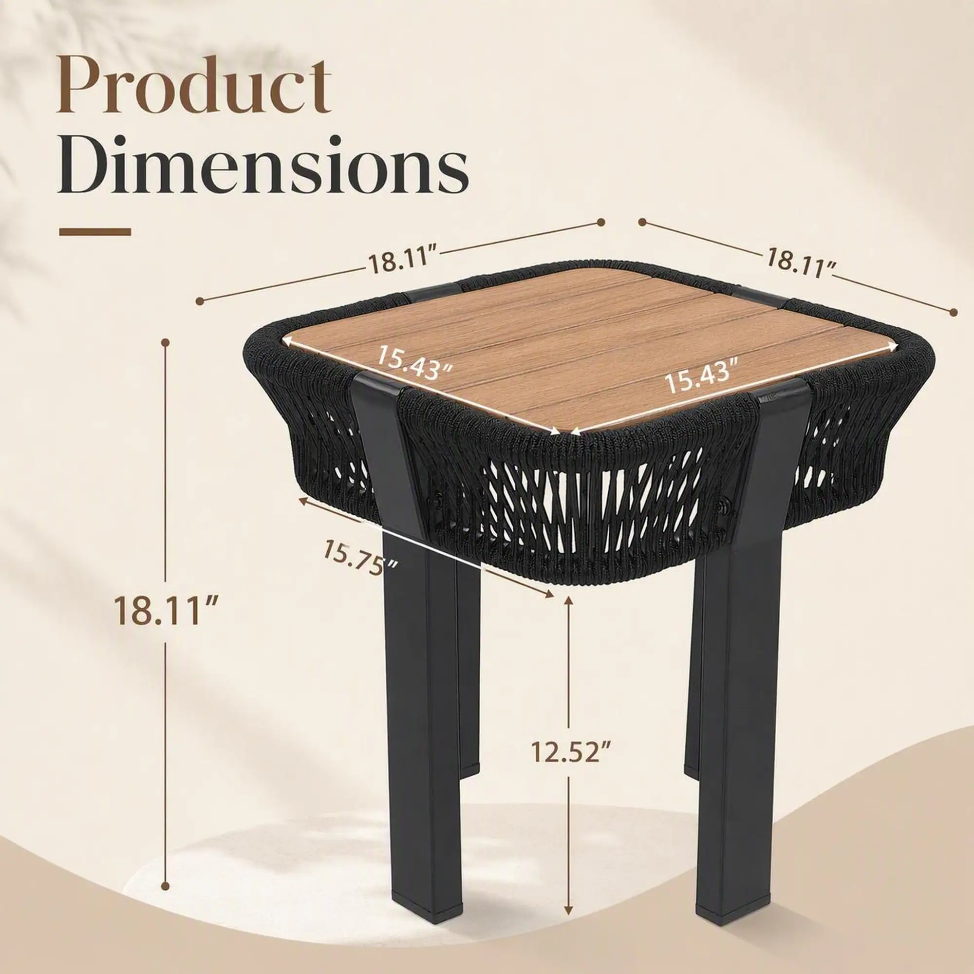 Product Dimensions - 18.11" 15.43"  
18.11" 15.43"  
18.11"  
15.75"  
12.52"