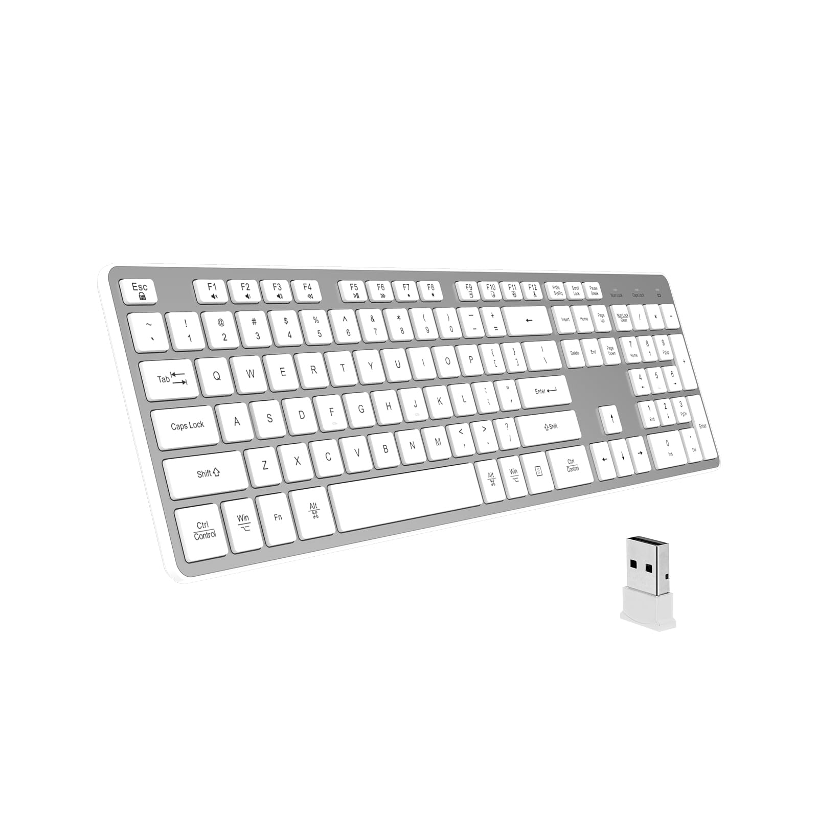 METALTON - Slim For And Windows Ultra Quiet Low profile Flat Key Board With Keys 2 4ghz Wire Less Pc 11 10 8 7 1 - Wireless Keyboard Silver-1