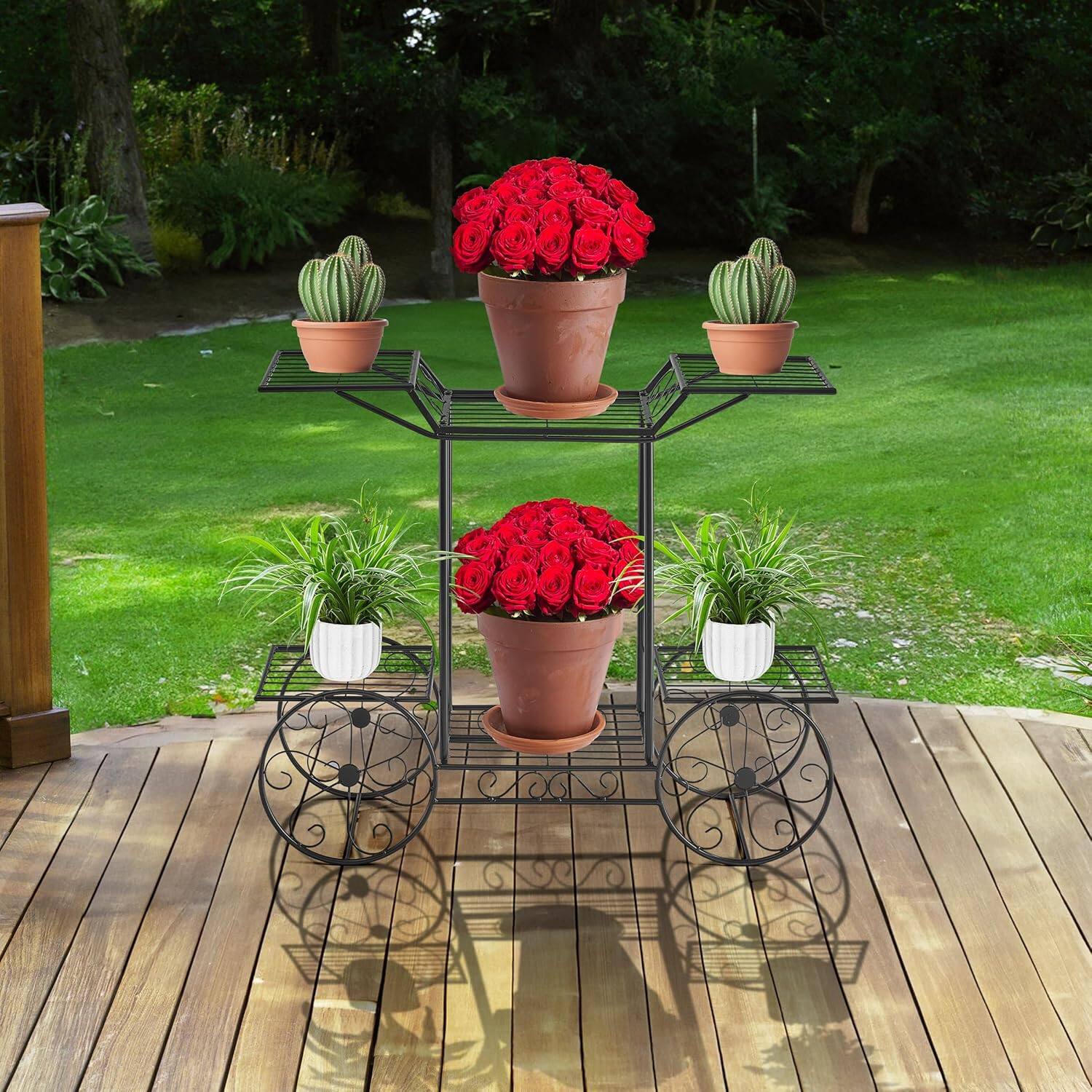 Back. Sorbus - Sorbus® Garden Cart Stand & Flower Pot Plant Holder Display Rack, 6 Tiers, Parisian Style - Home, Garden, Patio - Black.