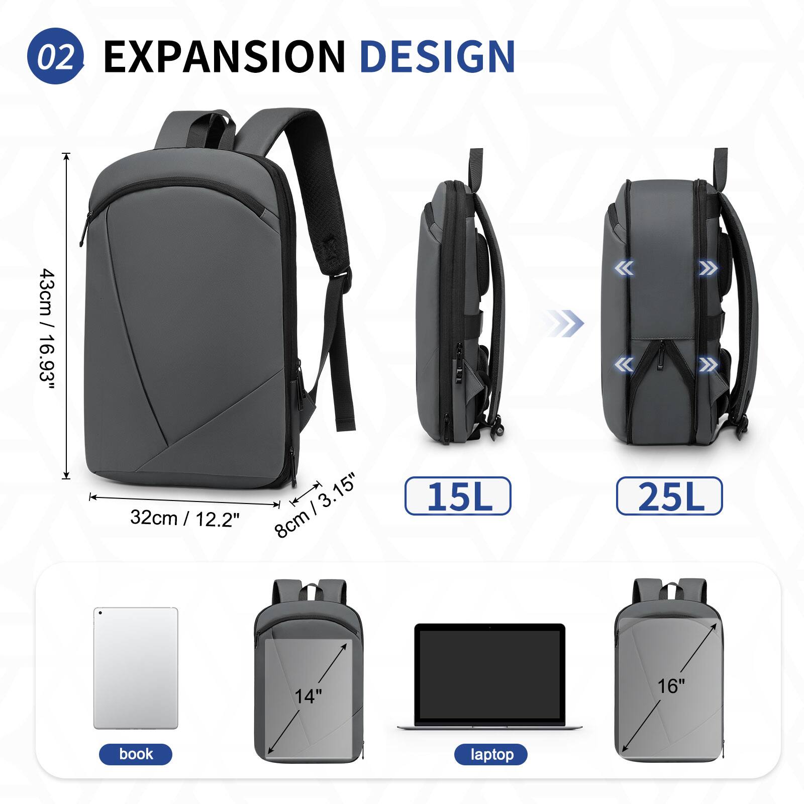 02 EXPANSION DESIGN

43cm / 16.93"
32cm / 12.2"
8cm / 3.15"

15L 25L

book laptop

14" 16"