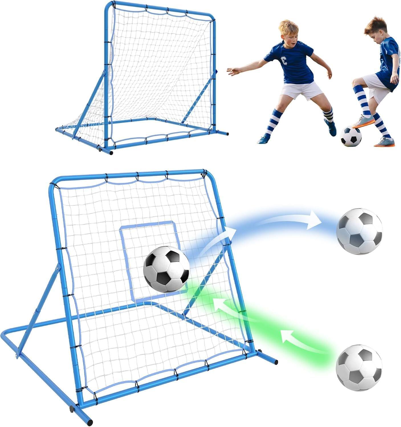 Front. Babevy - Portable Foldable Pop Up Soccer Goal - 4x4 Ft Backyard Training Net, Easy Setup Dual-Mode Equipment for Kids & Adults - Blue.