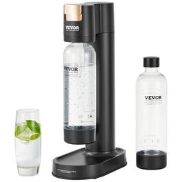 VEVOR - Sparkling Water Maker, Soda Maker Machine for Home Carbonating, Seltzer Water Starter Kit with 2 BPA-free 1L PET Bottles - Black