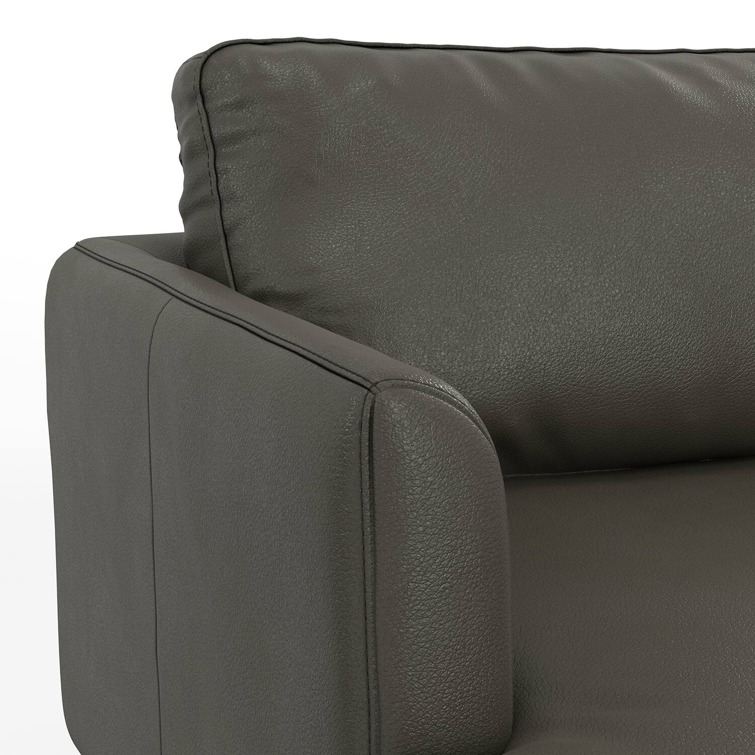 Alt View 1. Simpli Home - Livingston 76 inch Wide Mid-Century Modern Sofa in Coal Top Grain Genuine Leather - Coal.