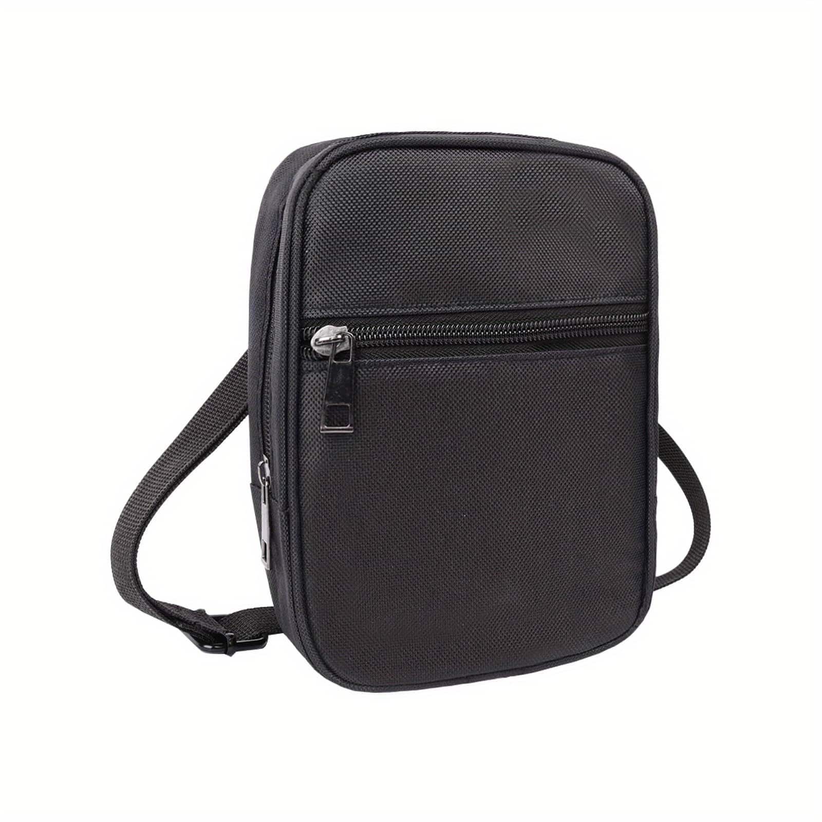 Front. Auledio - Mini Portable Casual men's Mobile Bag, Stylish Zipper Shoulder Bag for Sports and Fitness with Arm Bag, black - black.
